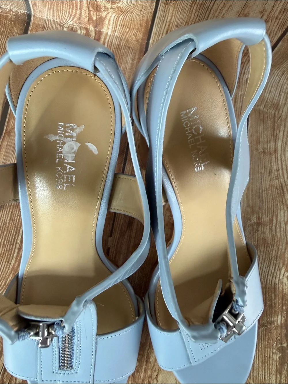 Michael Kors light blue block heel sandals size 6